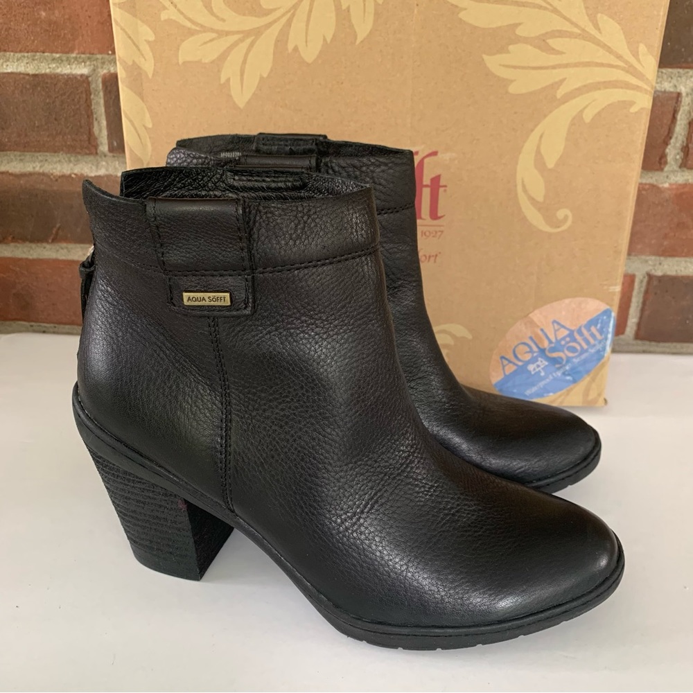 Sofft Womens Gwenith Black Leather block heel Ankle Boots Shoes US 8.5 M - Picture 1 of 10
